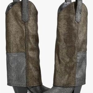 Marc Fisher LTD Women's Harlo Knee High Boot NIB NWT! 6.5. Metallic black denim